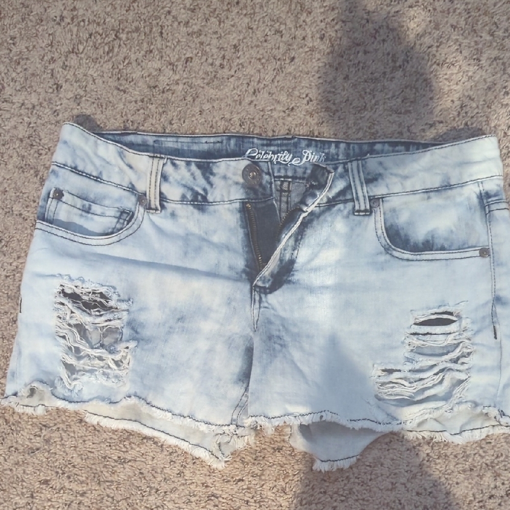 Distressed Light Blue Denim Shorts - Picture 3 of 6